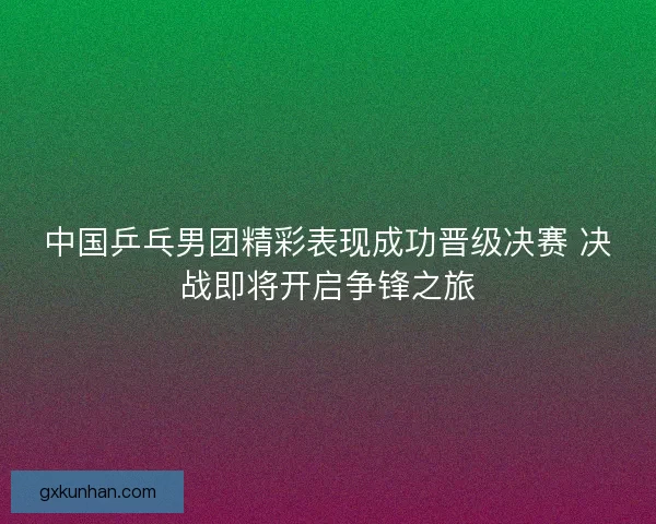 中国乒乓男团精彩表现成功晋级决赛 决战即将开启争锋之旅